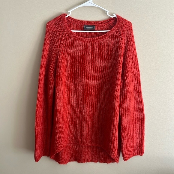 Wooden Ships Anthropologie Orange Mohair/Wool Blend Sweater - Picture 1 of 6
